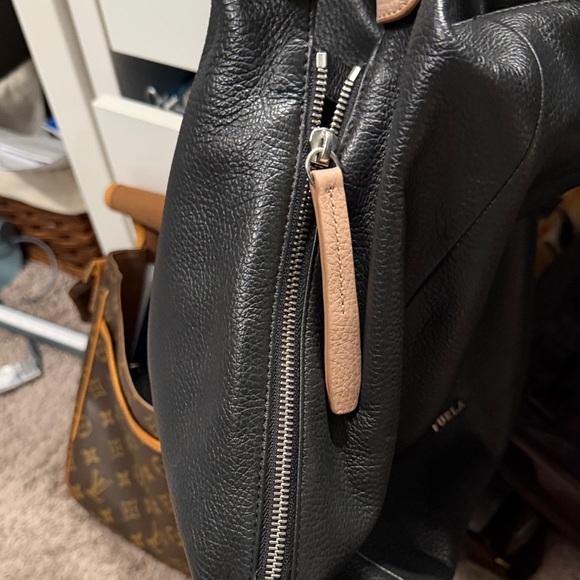 Furla Black and Tan Leather Hobo Bag - Picture 8 of 8